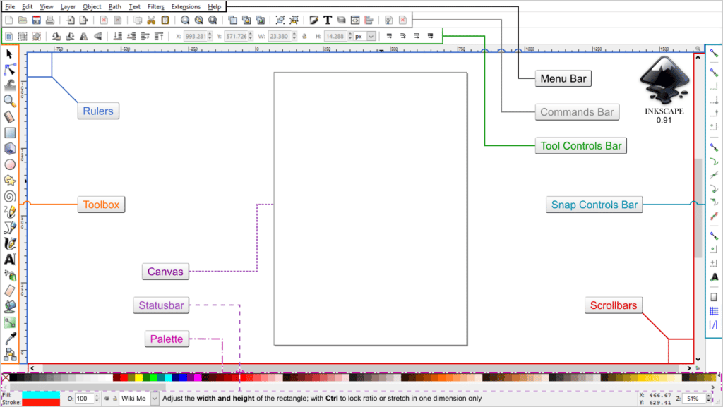 הממשק של inkspace התוכנה הגרפית