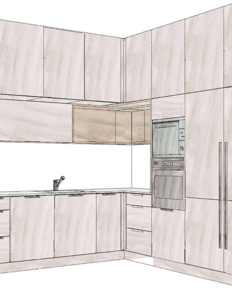 עיצוב מטבח על ידי מעצבת פנים ללא שימוש בAI